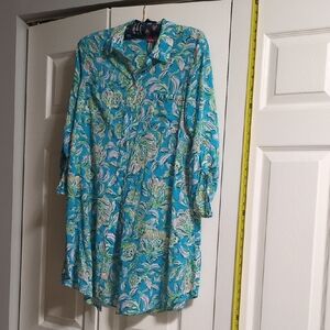 Lilly Pulitzer Blue and Green Long Sleeve Dress